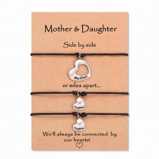 MANVEN Mother and Daughter Bracelets Set Mommy and Me Heart Matching Wish Bracelets for Mom Daughter-1M2D