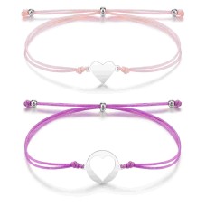 MANVEN Mom Gifts Mother Daughter Bracelets Mommy and Me Heart Matching Wish Bracelets Daughter Gift from Mom-M016-Cutout Heart-PP