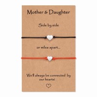 MANVEN Mom Gifts Mother Daughter Bracelets Mommy and Me Heart Matching Wish Bracelets Daughter Gift from Mom-M016-Heart-Black Red