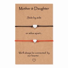 MANVEN Mom Gifts Mother Daughter Bracelets Mommy and Me Heart Matching Wish Bracelets Daughter Gift from Mom-M016-Heart-Black Red