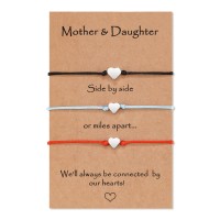 MANVEN Back to School Gifts Mother and Daughter Bracelets Set Mommy and Me Heart Matching Wish Bracelets for Mom Daughter-M016-3 Color Heart