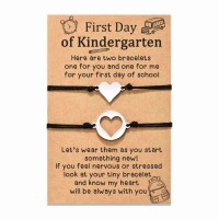	 MANVEN First Day of School Bracelets for Mom and Daughter Back to school Gifts Mommy and Me Mother and Daughter Bracelets Matching Wish Bracelets-M042-k-garten