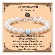 MANVEN Something Blue for Bride to Be Gifts Bridal Shower Gifts Bachelorette Party Wedding Day Bridal Party Gift-M906-bride to be pearl bracelet