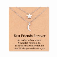 MANVEN Sun and Moon Best Friend Necklace for 2 Friendship Pedant Necklaces Jewelry Gift for Women Teen Girls Best Friend-moon star