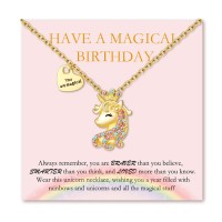 MANVEN Unicorn Necklaces for Girls You are Magical Crown Crystal Unicorn Jewelry Birthday Gifts for Girls Daughter Granddaughter Niece-gold