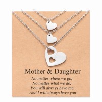 MANVEN Back to School Gifts Mother Daughter Necklace Set for 2/3 Heart Matching Jewelry Birthday Gifts from Mom for Daughter Girls Women-3