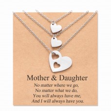 MANVEN Back to School Gifts Mother Daughter Necklace Set for 2/3 Heart Matching Jewelry Birthday Gifts from Mom for Daughter Girls Women-3