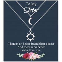 MANVEN Sister Necklaces for 2 Sun Moon Pedant Necklace Birthday Gifts for Sister Women Teen Girls-sun and moon