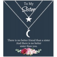 MANVEN Sister Necklaces for 2 Sun Moon Pedant Necklace Birthday Gifts for Sister Women Teen Girls-star and moon