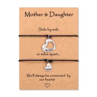 MANVEN Mother and Daughter Bracelets Set Mommy and Me Heart Matching Wish Bracelets for Mom Daughter-1M1D